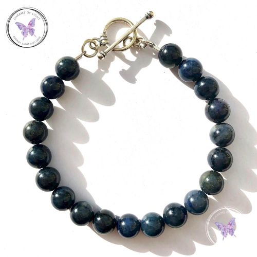 Dumortierite Healing Bracelet with Silver Toggle Clasp